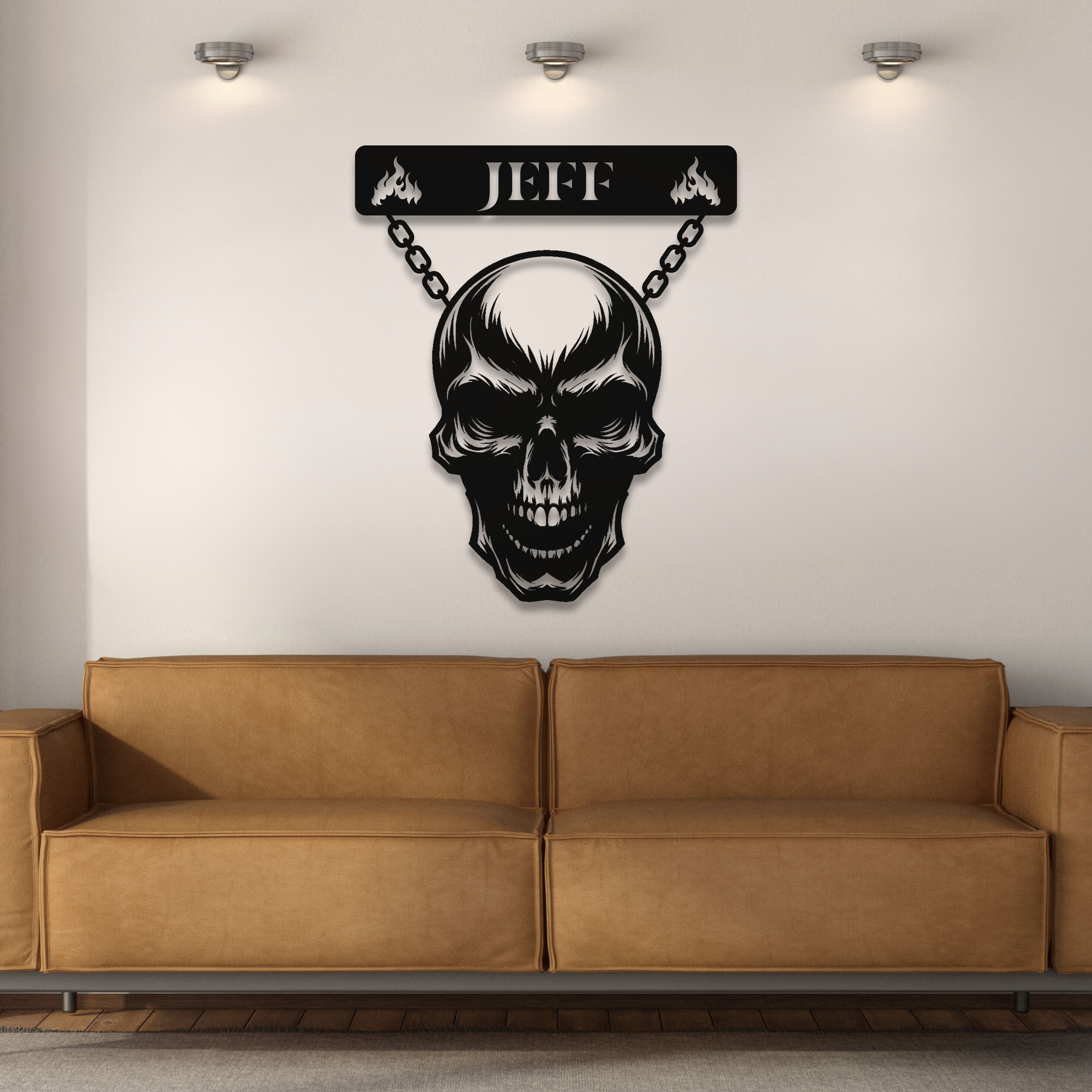 Hanging Skull Steel Wall Art (Customizable)