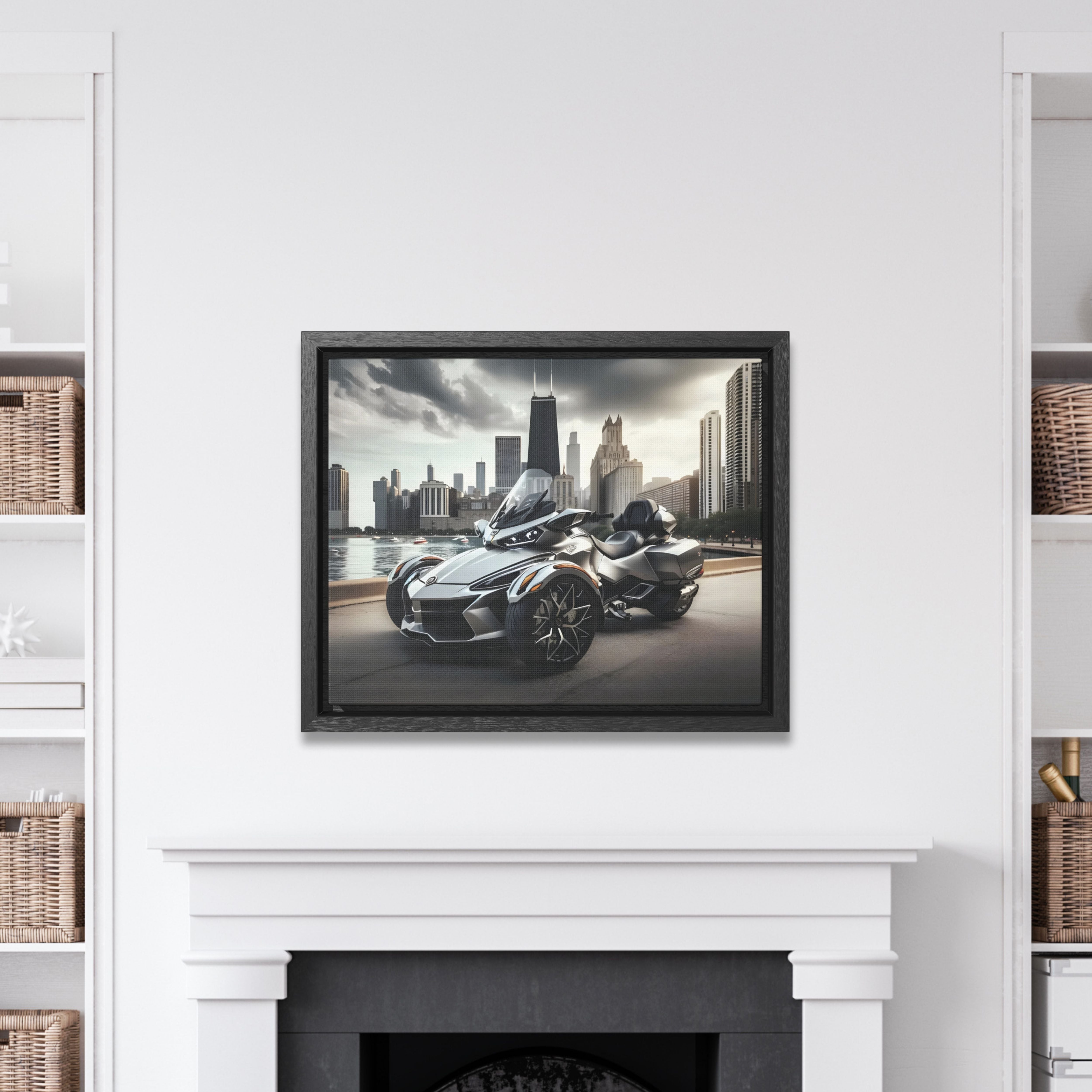 Futuristic Spyder Motorcycle Framed Canvas Print