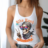 Ladies Daytona Bike Week 2025 Hipster Skull Racerback Tank