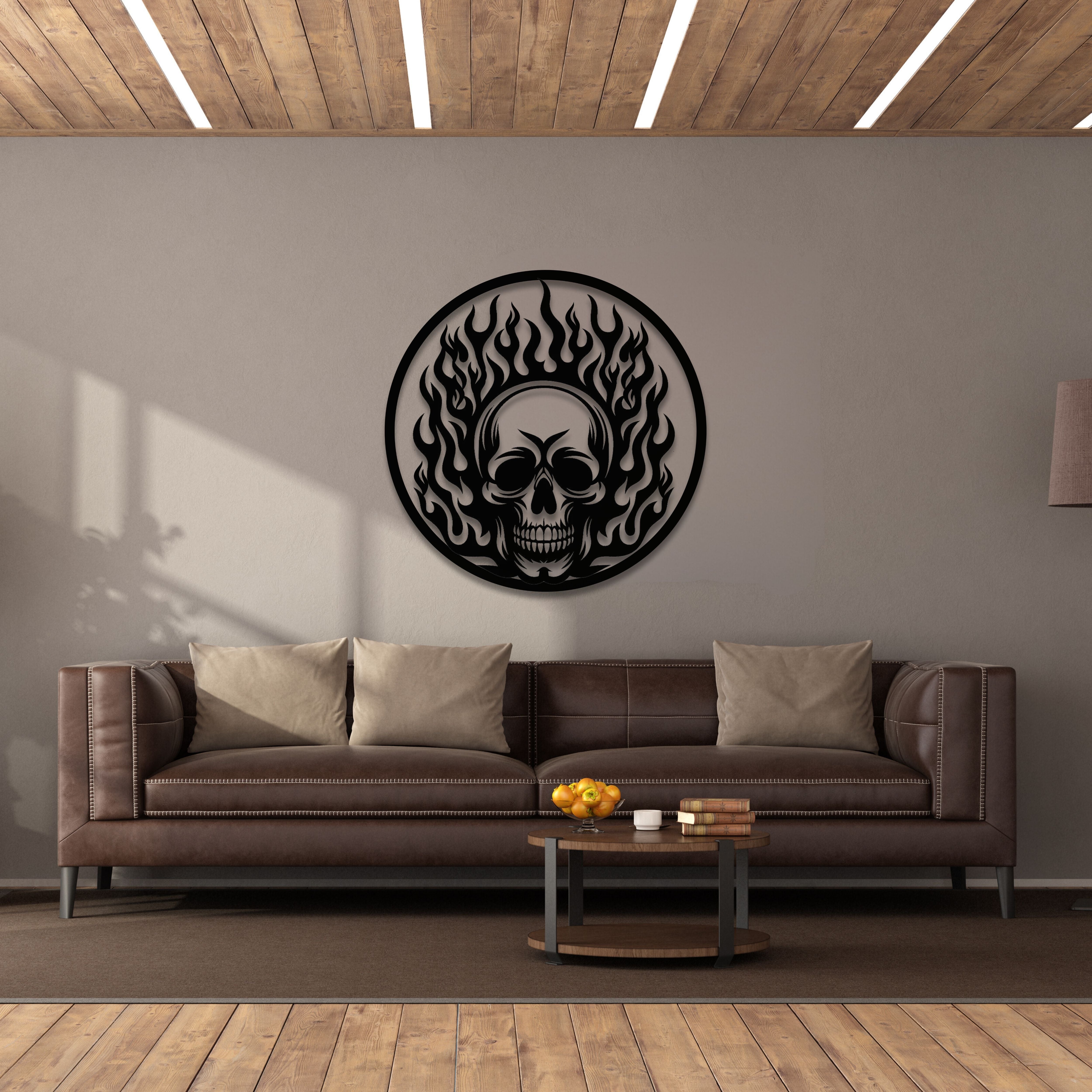 Flaming Skull Metal Wall Decor