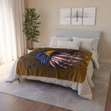 American Since 1776 Sherpa Eagle Flag Blanket (gold)