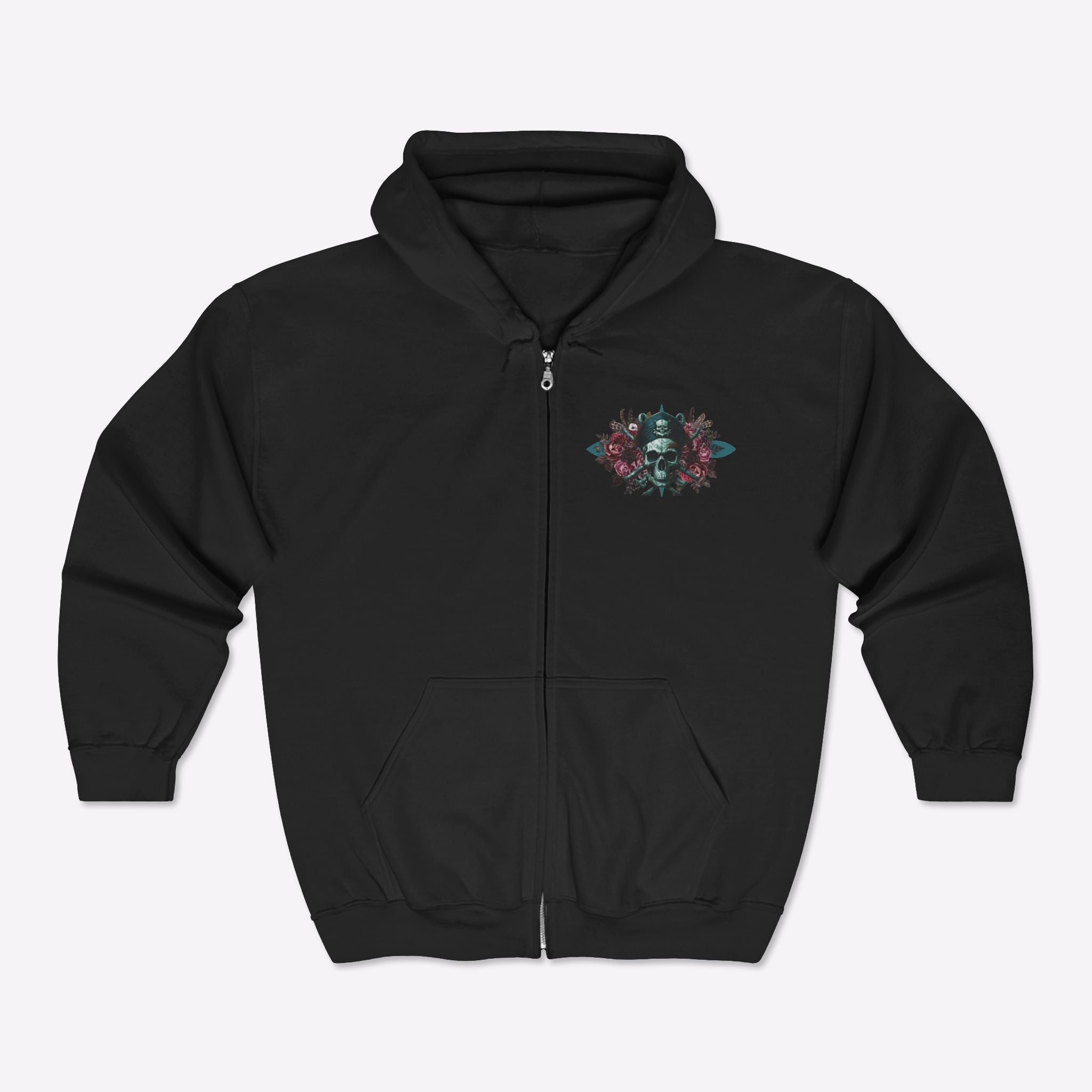 Vintage Pirate Skull Crossbones Zipper Hoodie