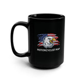 Motorcyclist Map Eagle Black Coffee Mug, 15oz