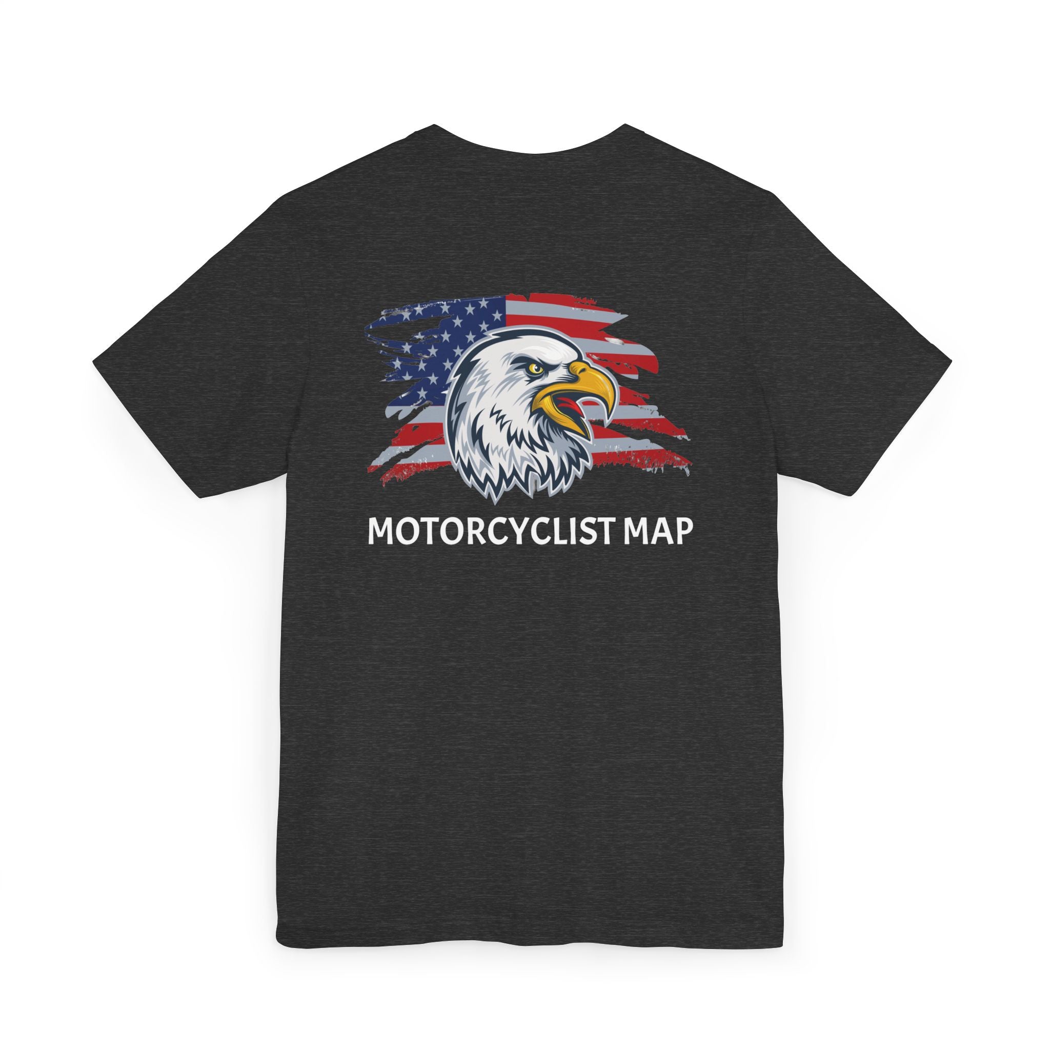 Motorcyclist Map American Since 1776 Vintage Soft Crew Neck TShirt (2-sided print)