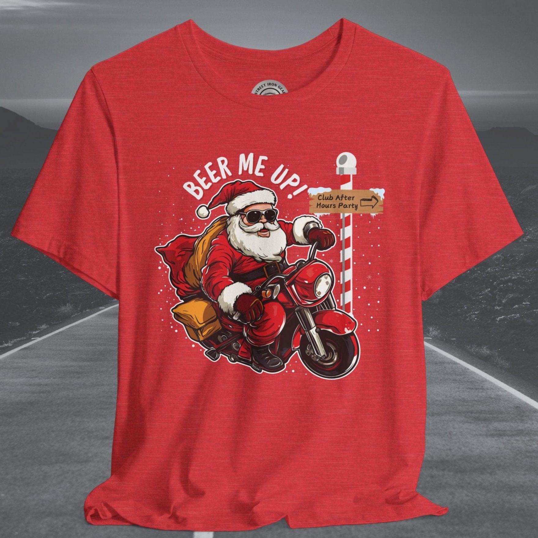 Biker Santa Motorcycle Crew Neck TShirt