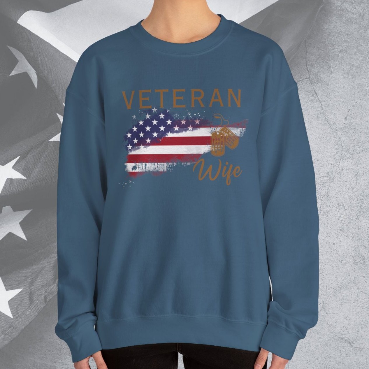 American Veteran Wife Crew Neck Sweatshirt