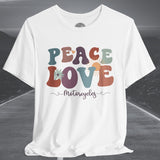 Ladies Retro Peace Love Motorcycles Crew Neck TShirt