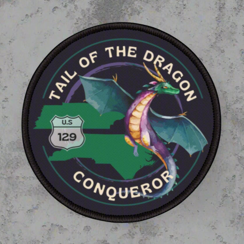 Tail of the Dragon Printed Iron-On Patch (3x3)