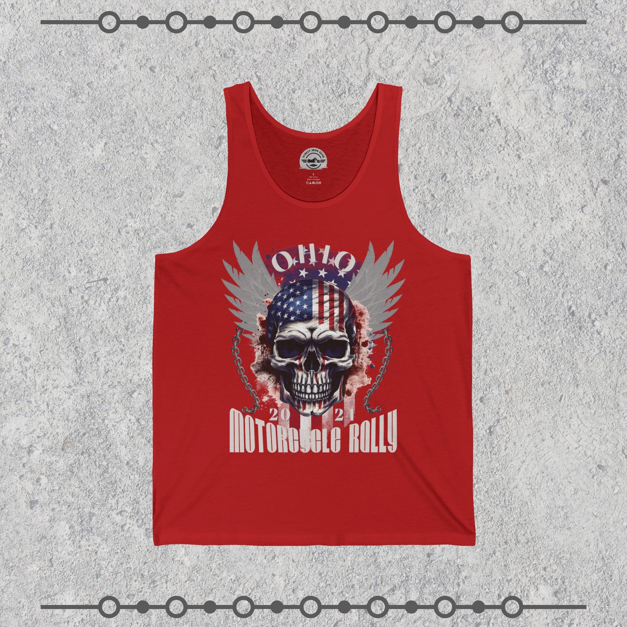 Ohio Bike Rally 2024 Patriotic Skull Jersey Tank