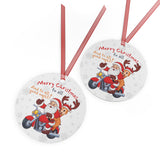 Biker Santa Aluminum Christmas Ornament