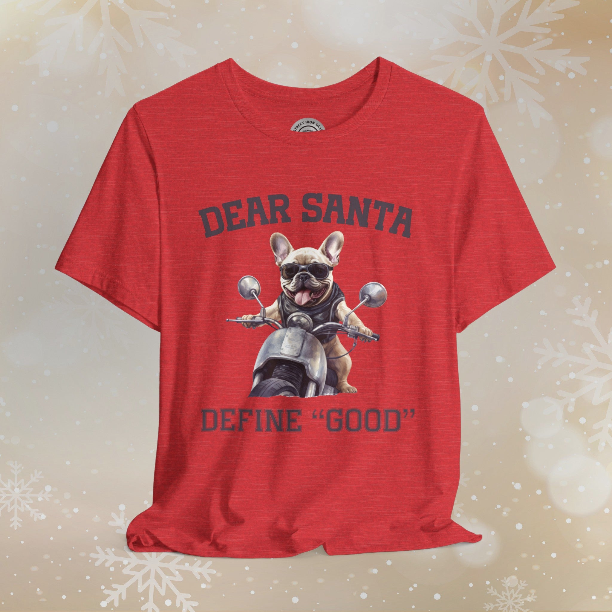 French Bulldog Biker Christmas Crew Neck TShirt