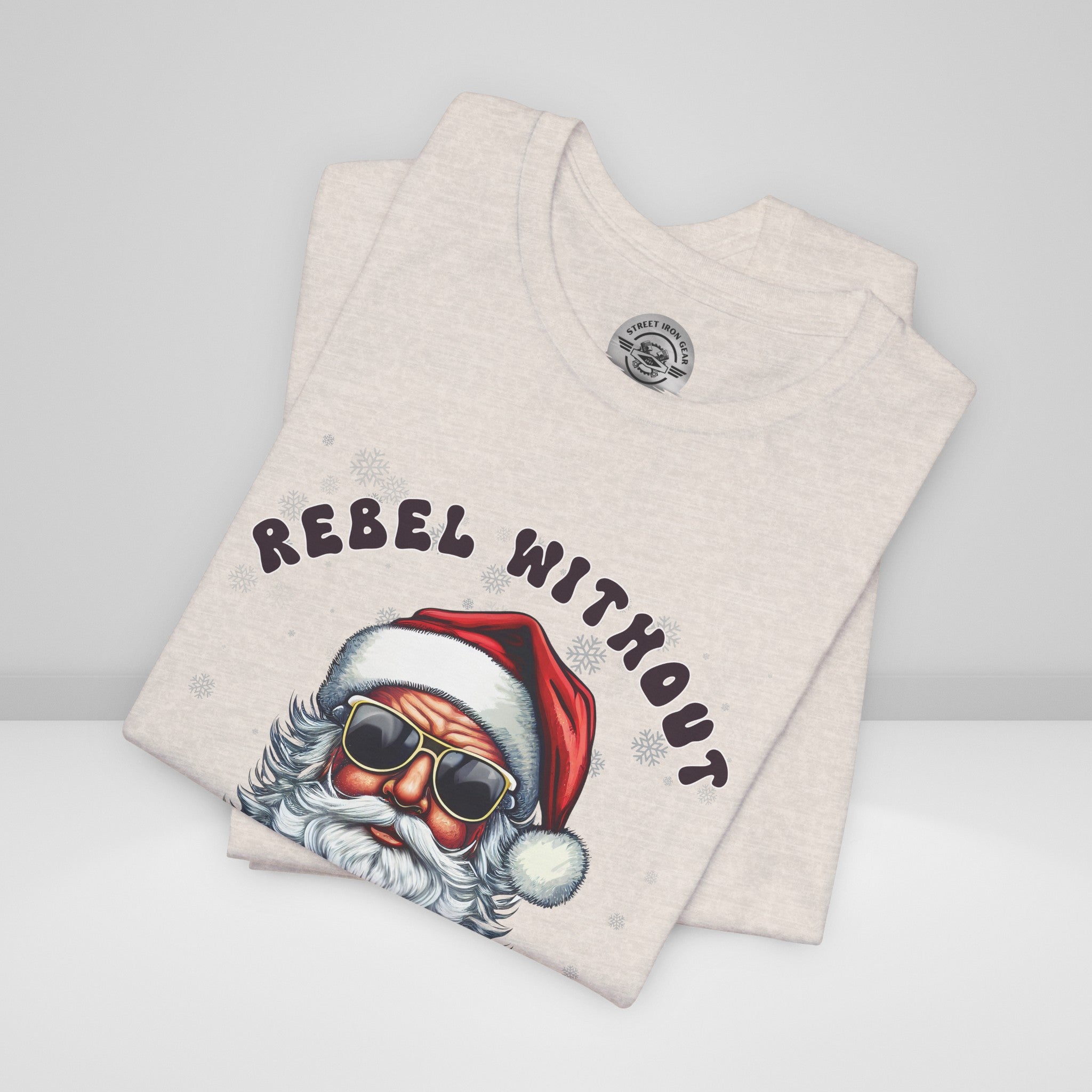 Biker Santa Christmas Crew Neck TShirt