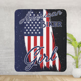 American Biker Girl Flag Sherpa Blanket