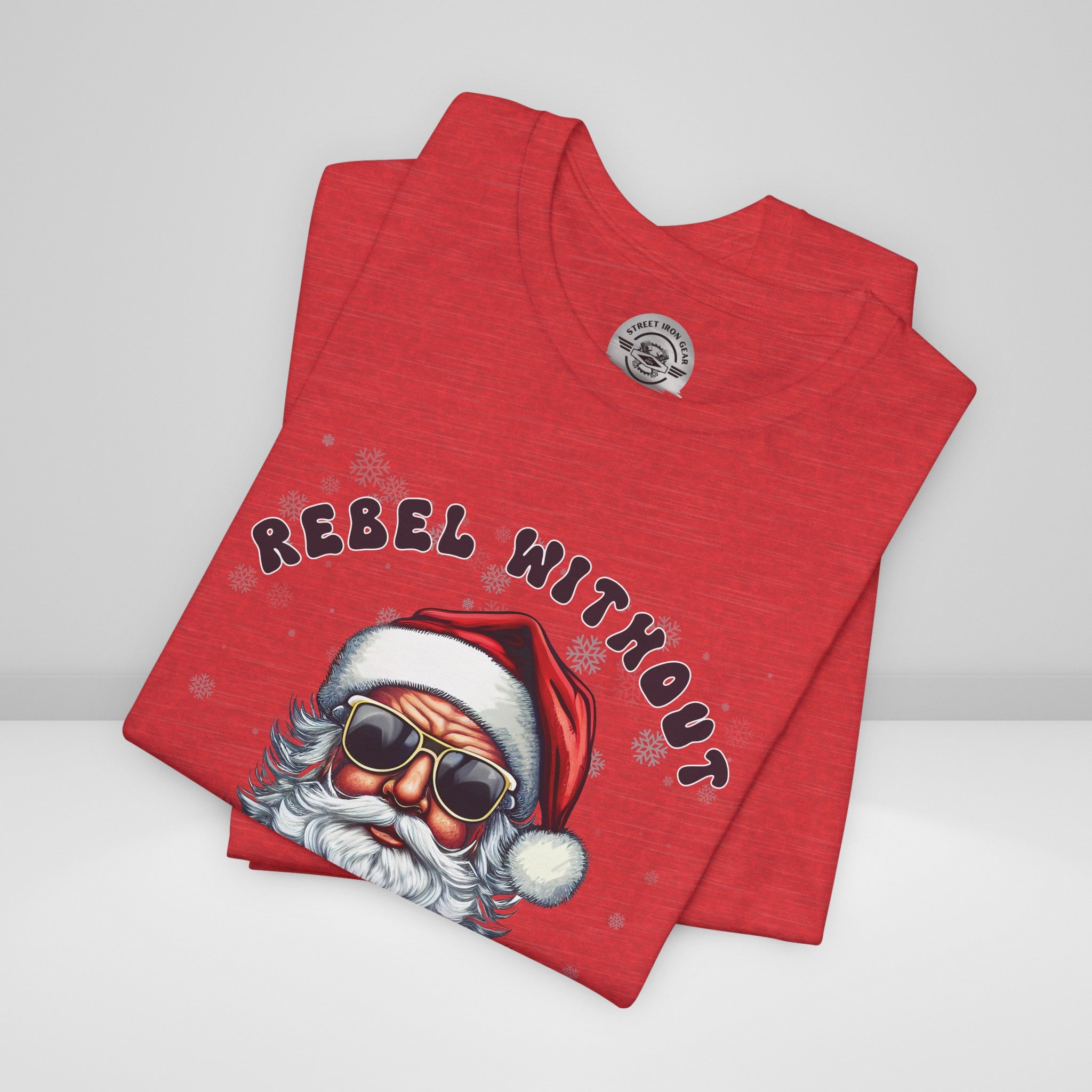 Biker Santa Christmas Crew Neck TShirt