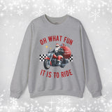 Biker Santa Christmas Crew Neck Sweatshirt