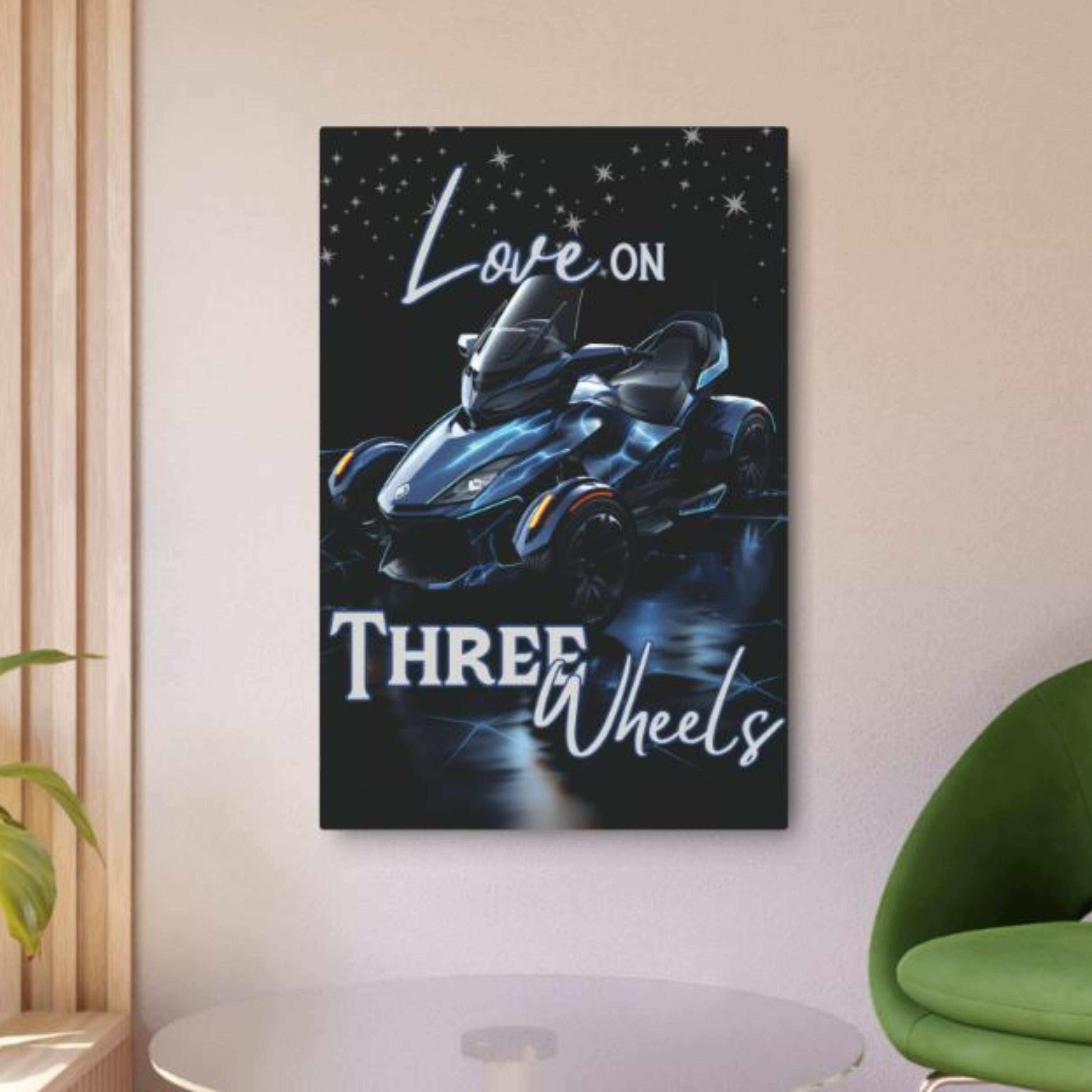 Spyder Motorcycle Metal Poster - Love on Three Wheels