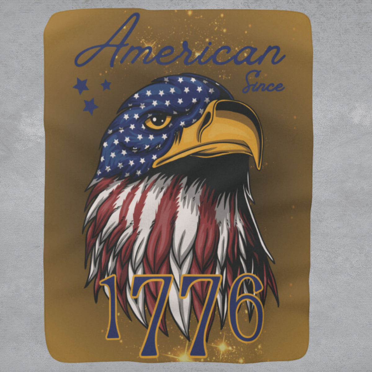 American Since 1776 Sherpa Eagle Flag Blanket (gold)