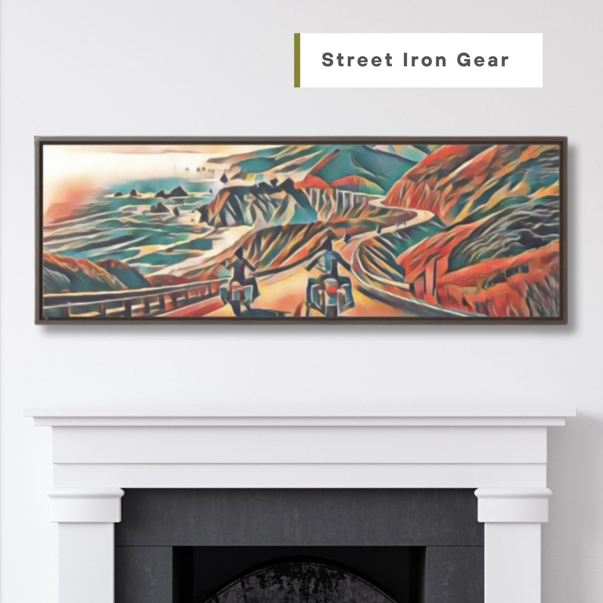 Motorcycle Pacific Coast Highway Abstract Canvas Print - Gallery Wrapped