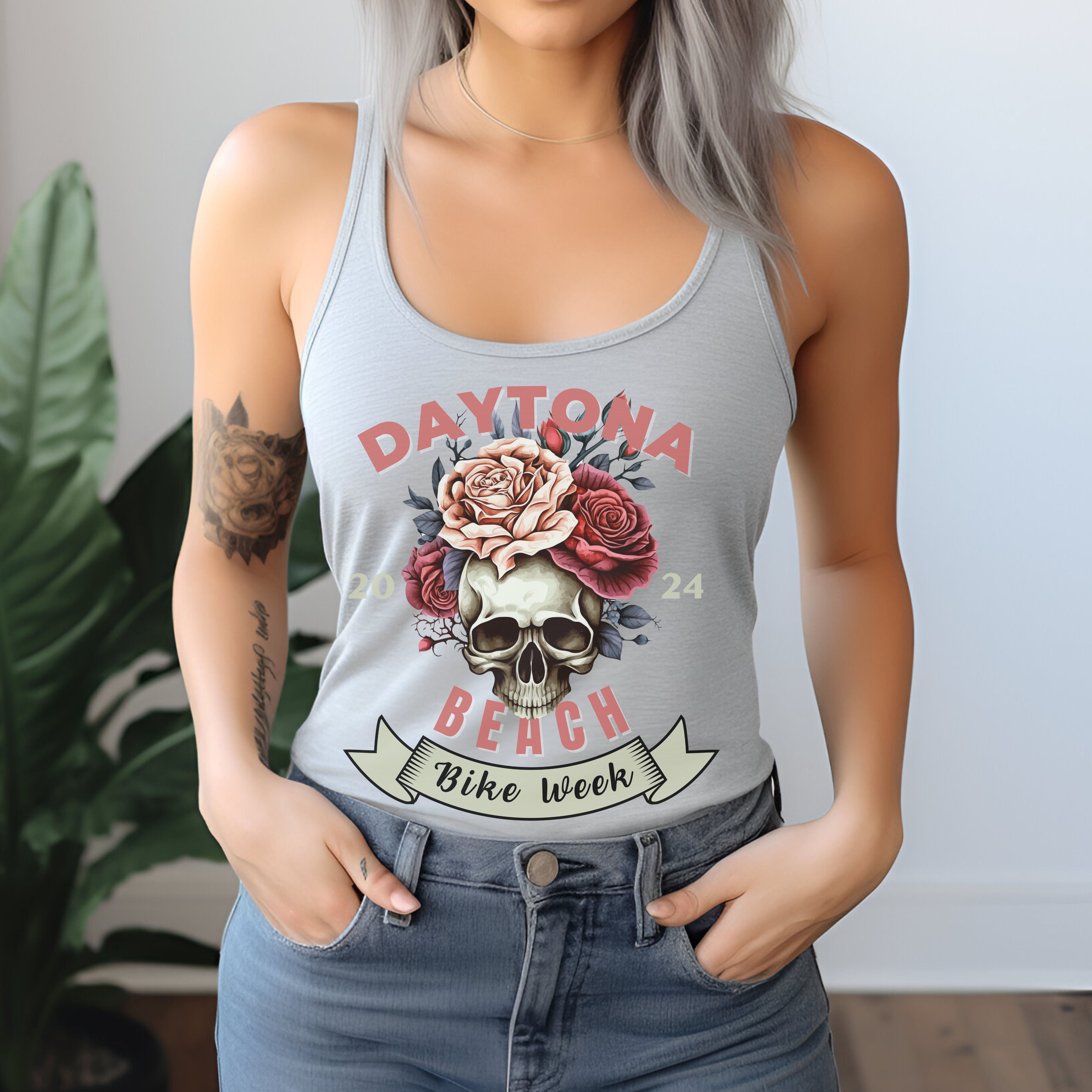 Daytona Beach Bike Week 2024 Womens Racerback Tank Top