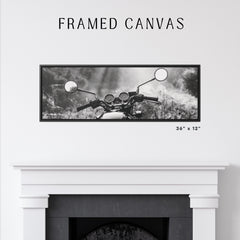 Motorcycle In Field Frames Canvas Art