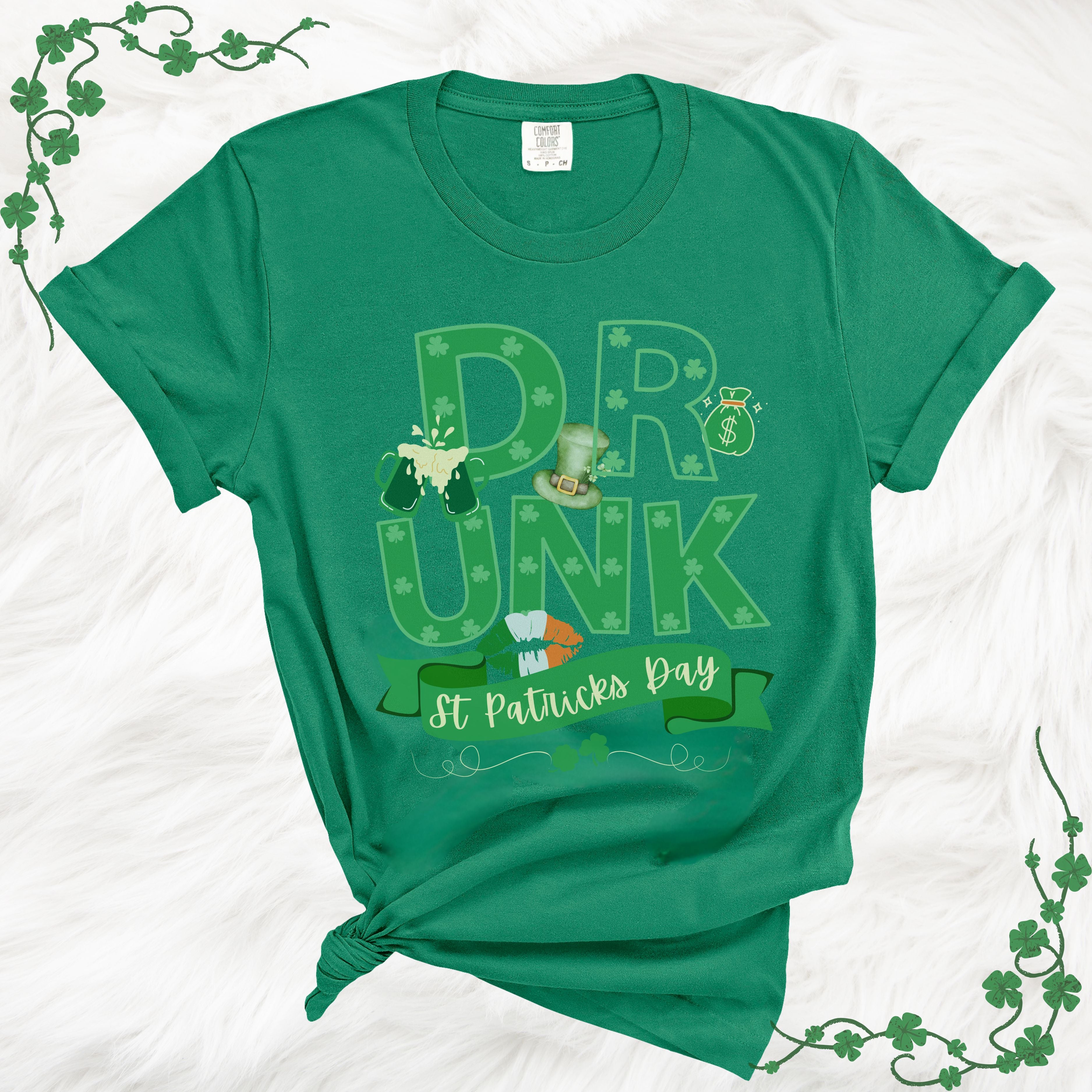 St Patricks Day Drunk Crew Neck TShirt