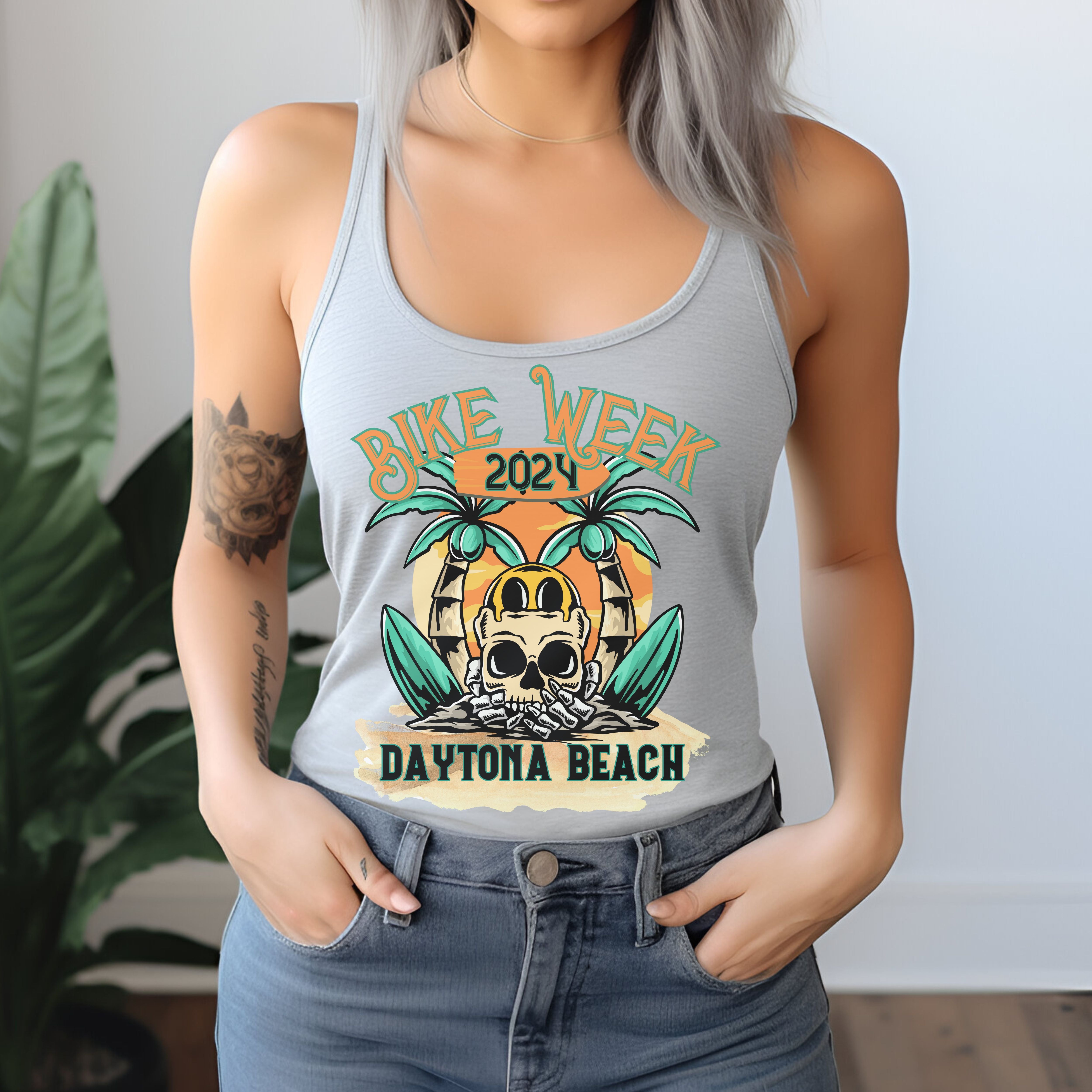 Daytona Beach Bike Week 2024 Womens Racerback Tank