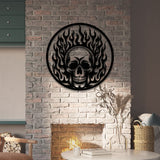 Flaming Skull Metal Wall Decor