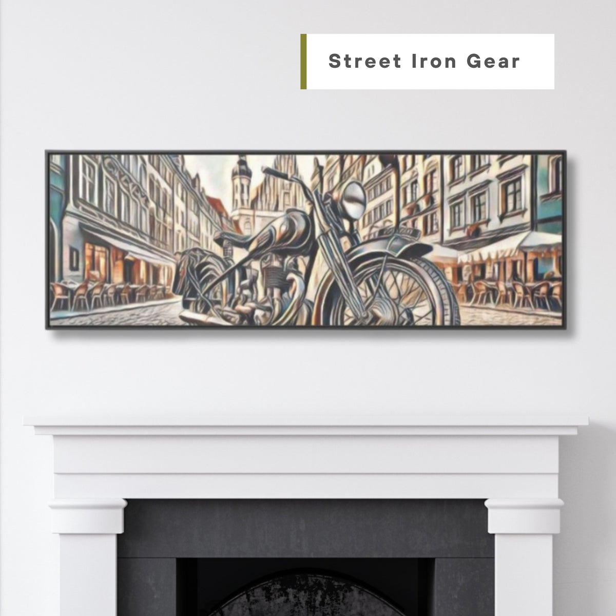 European City Motorcycle Abtract Sketch Canvas Print - Gallery Wrapped