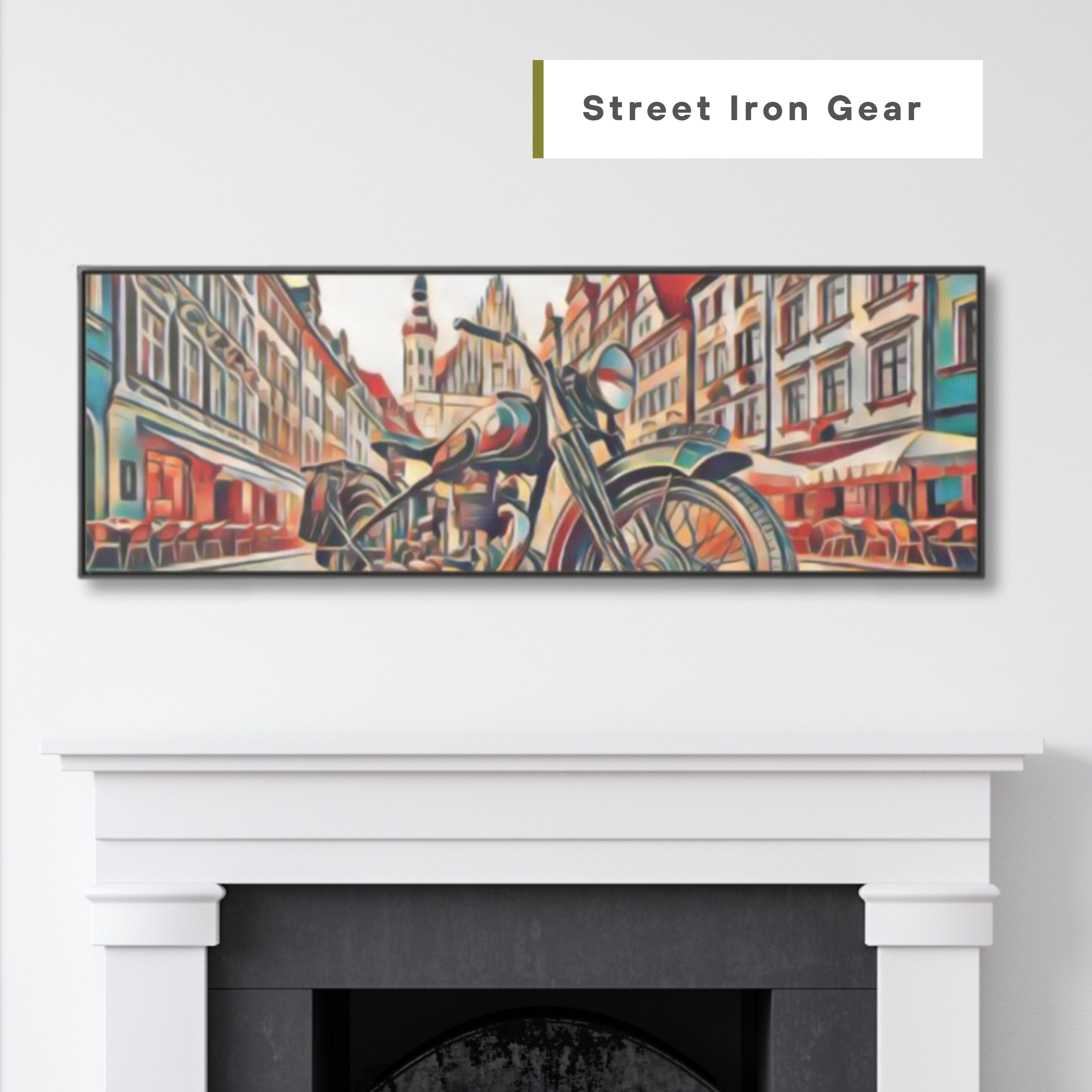 European City Motorcycle Abtract Canvas Print - Gallery Wrapped