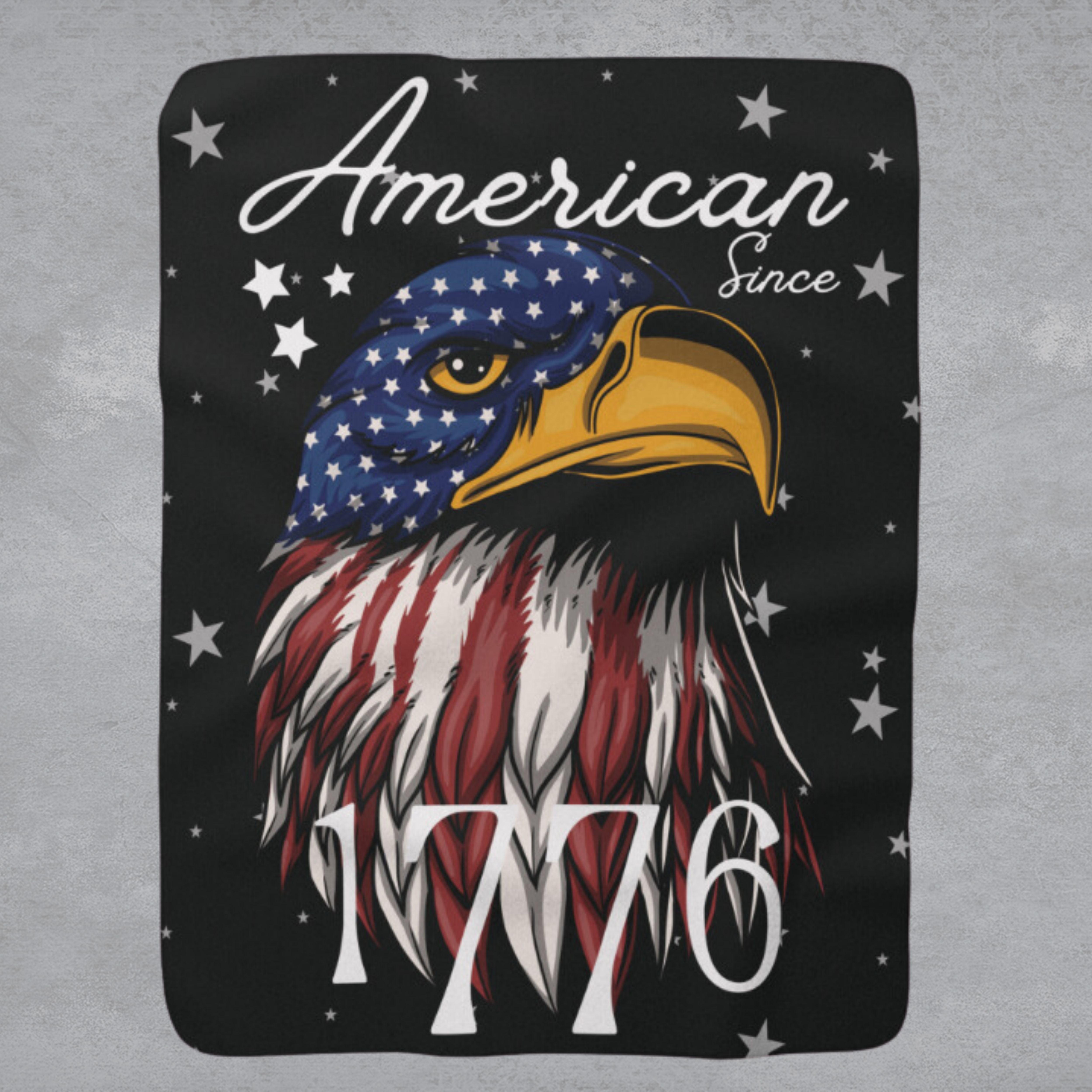 American Since 1776 Sherpa Eagle Flag Blanket (black)