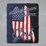 American Biker Girl Flag Sherpa Blanket