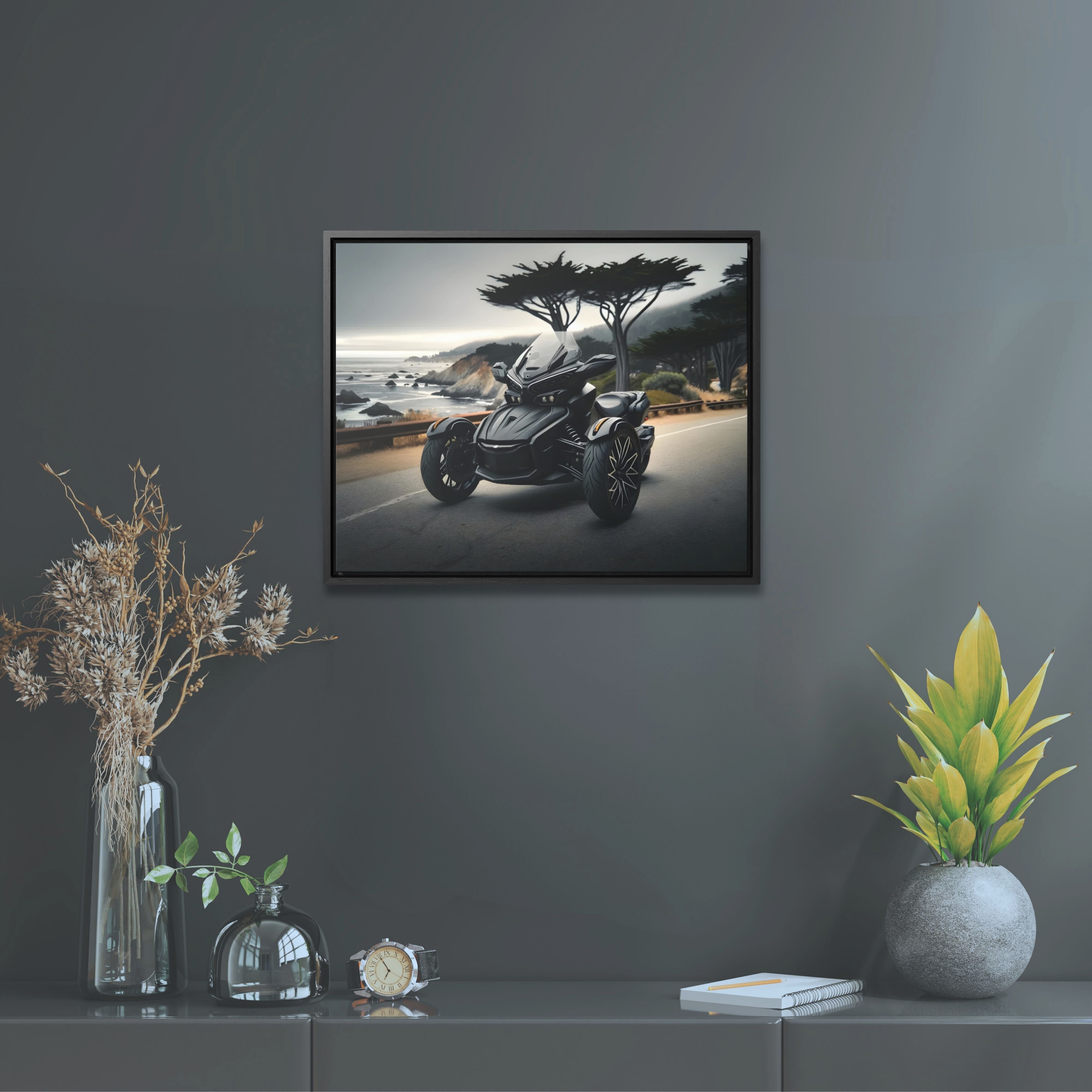 Futuristic Ryker Motorcycle Framed Canvas Print