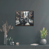 Urban Motorcycle Framed Canvas Print