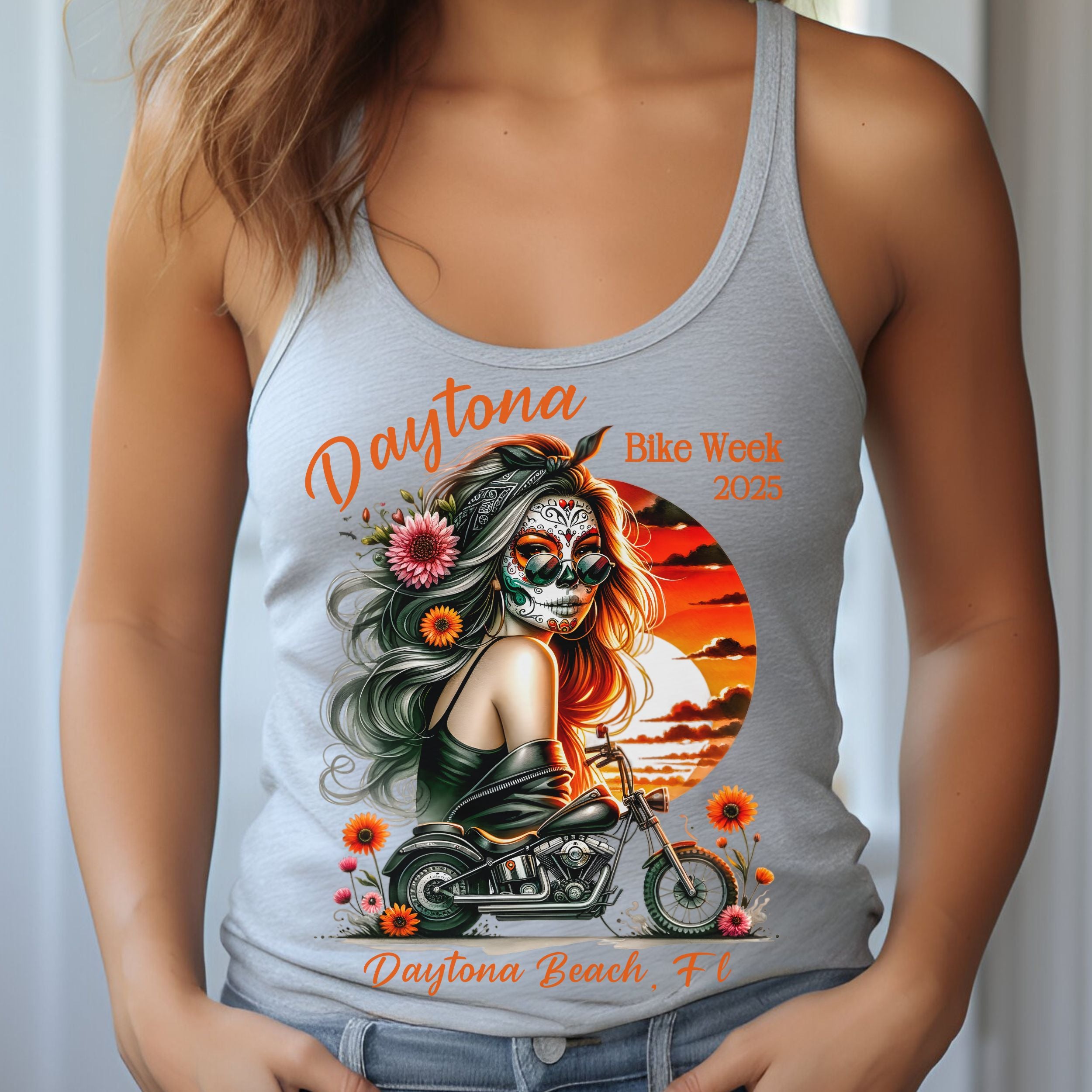 Ladies Daytona Bike Week 2025 Day of the Dead Racerback Tank