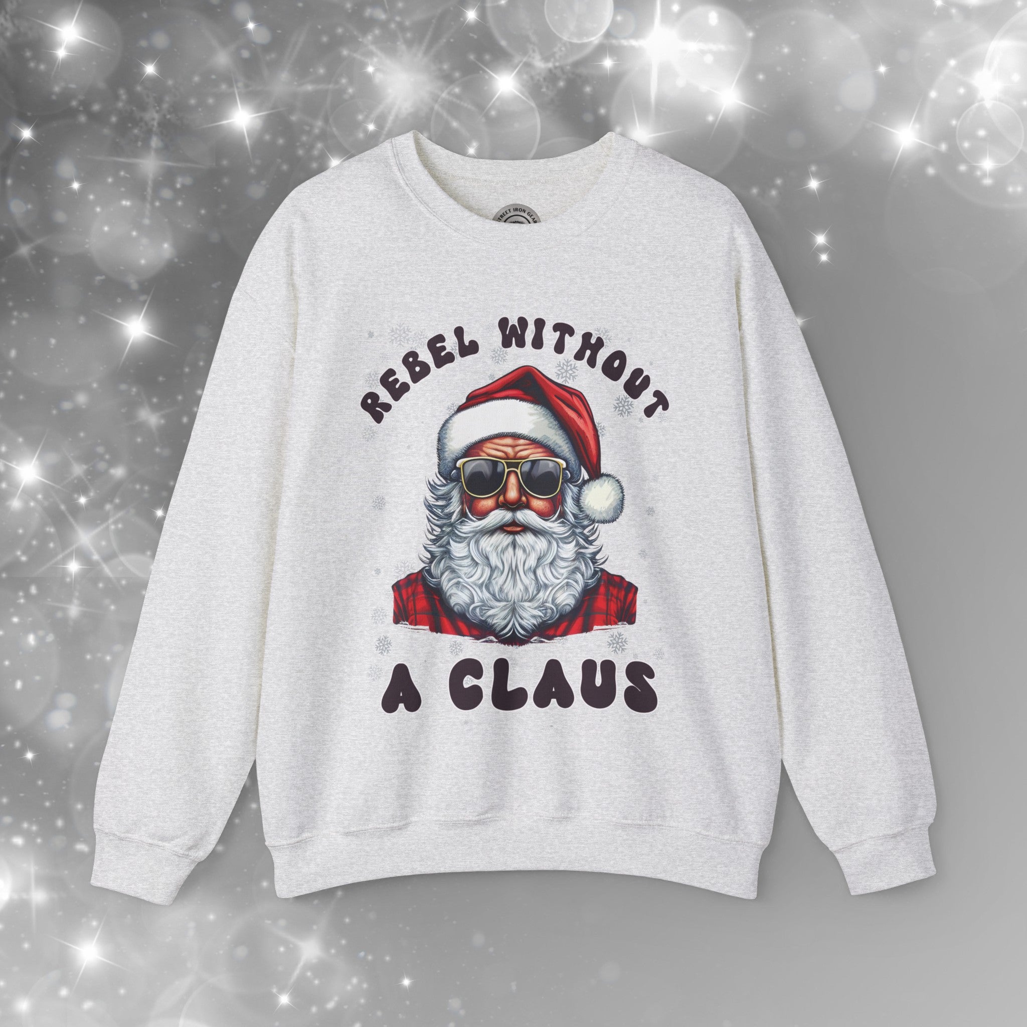 Funny Christmas Biker Santa Crew Neck Sweatshirt