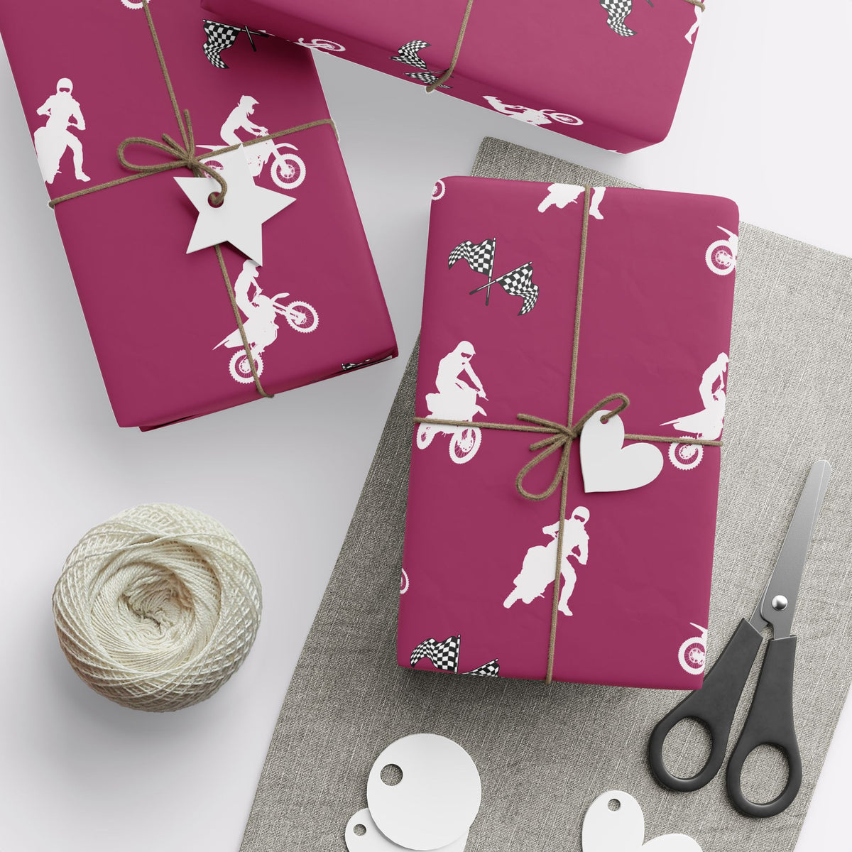 Pink Motocross Gift Wrap - Dirt Bike Racing Design