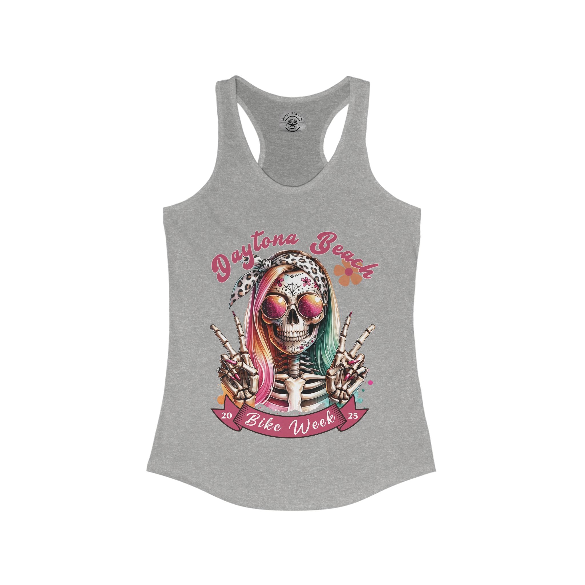 Ladies Daytona Bike Week 2025 Hipster Skull Racerback Tank