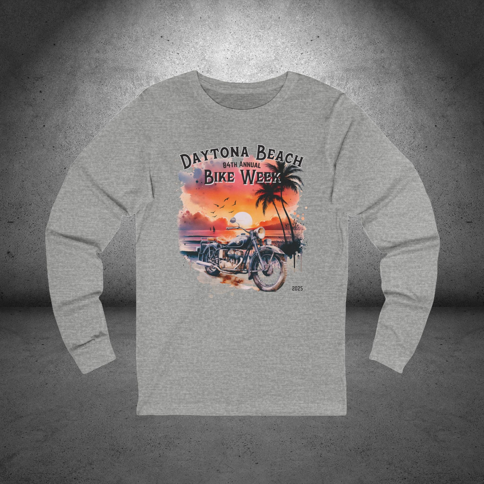 Daytona Bike Week 2025 Watercolor Graphic Long Sleeve Crew Neck TShirt