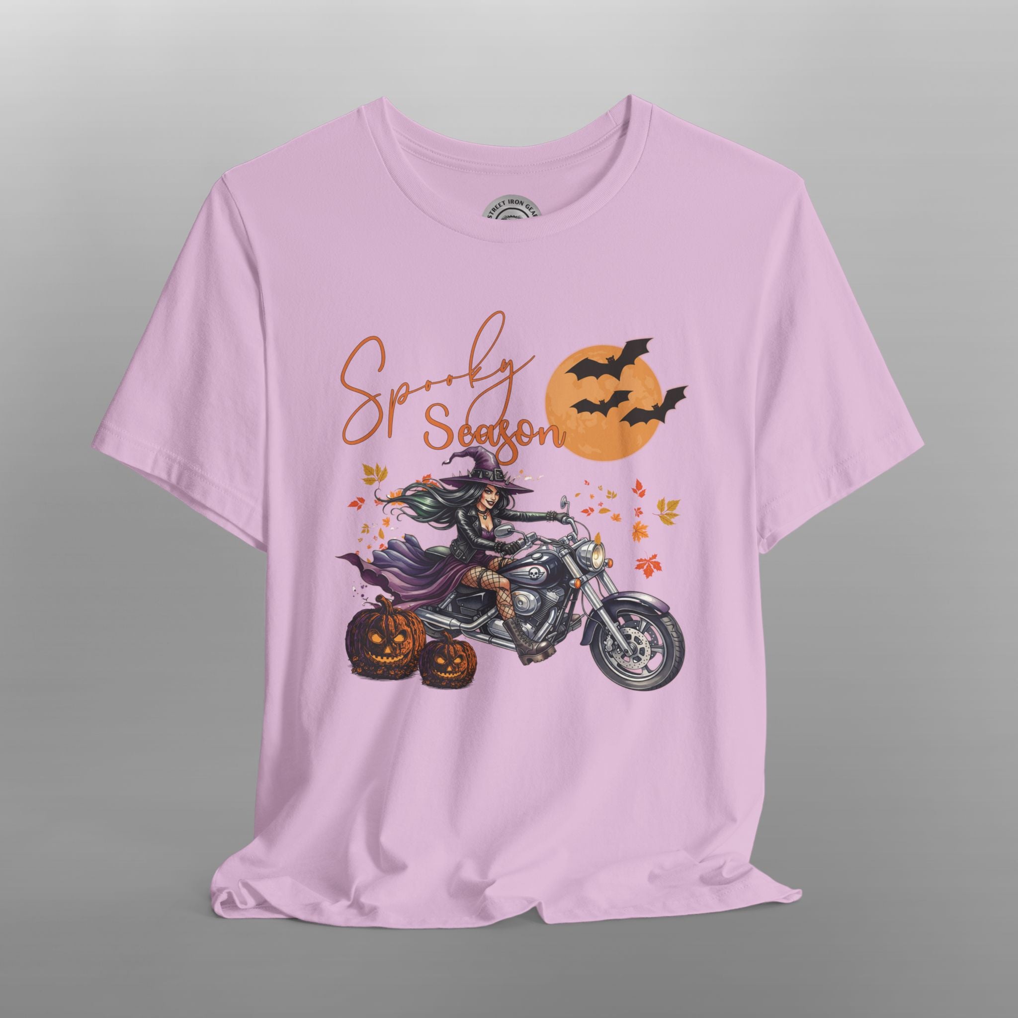 Spooky Season Biker Witch Halloween Crew Neck TShirt