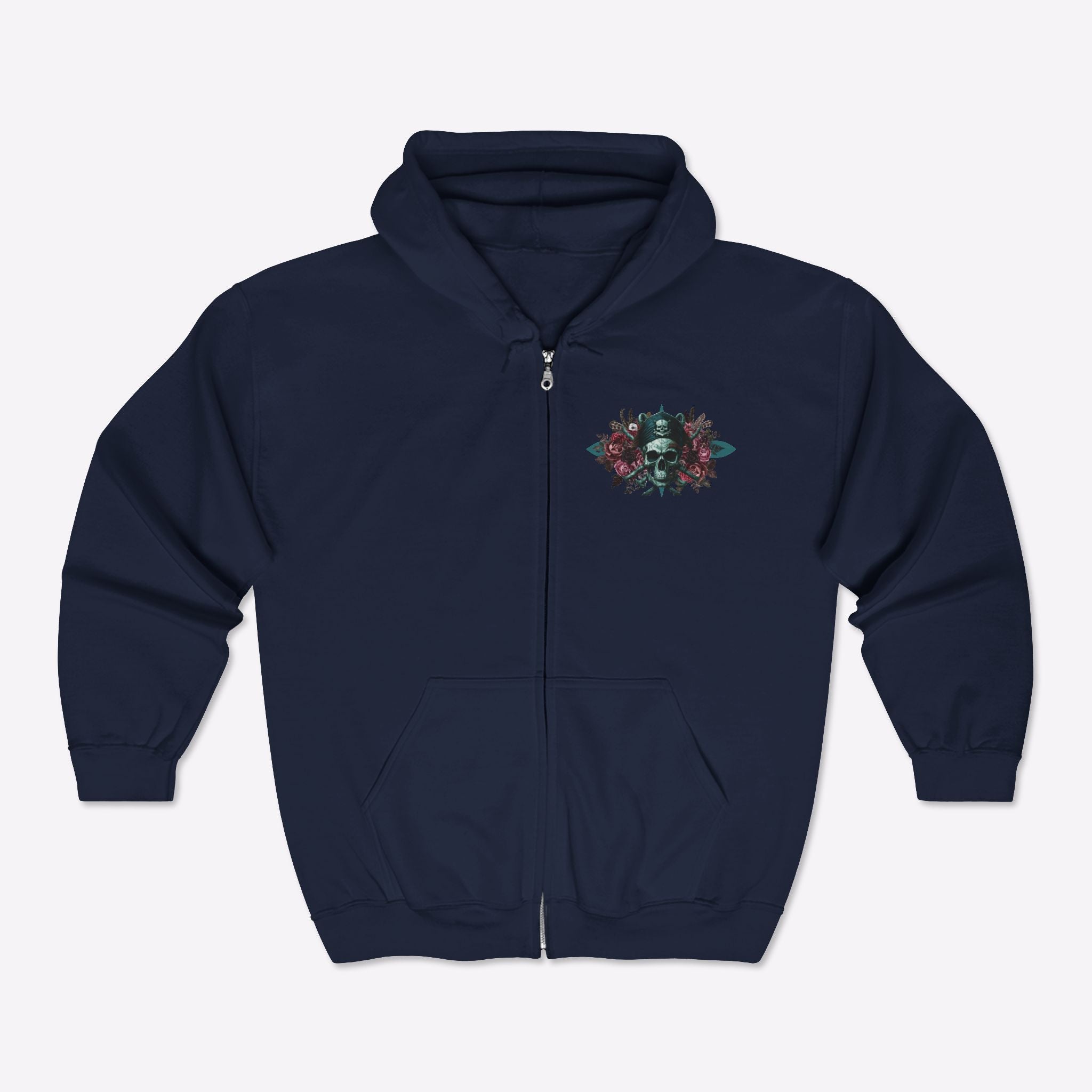 Vintage Pirate Skull Crossbones Zipper Hoodie