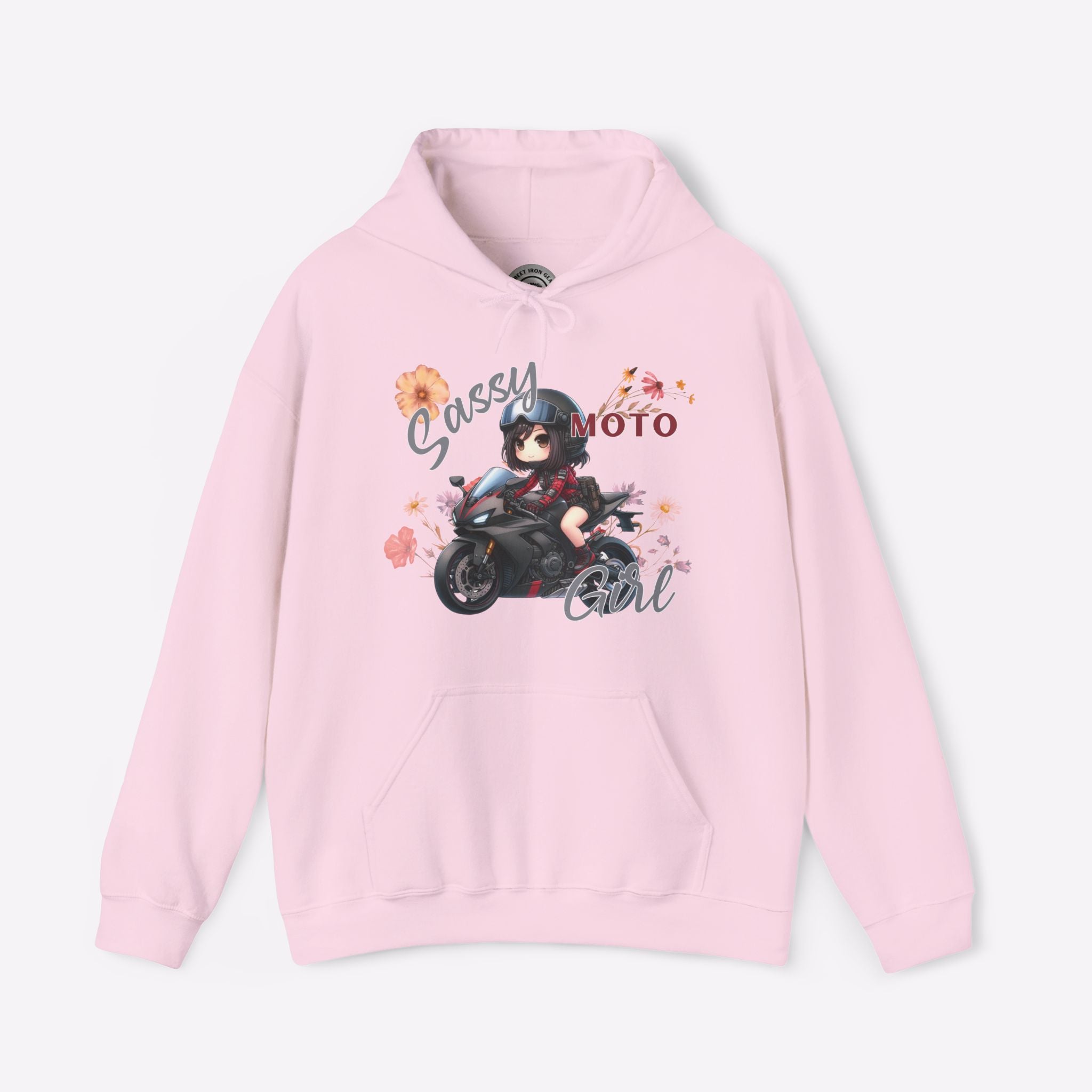 Sassy Moto Chibi Girl Pullover Hoodie