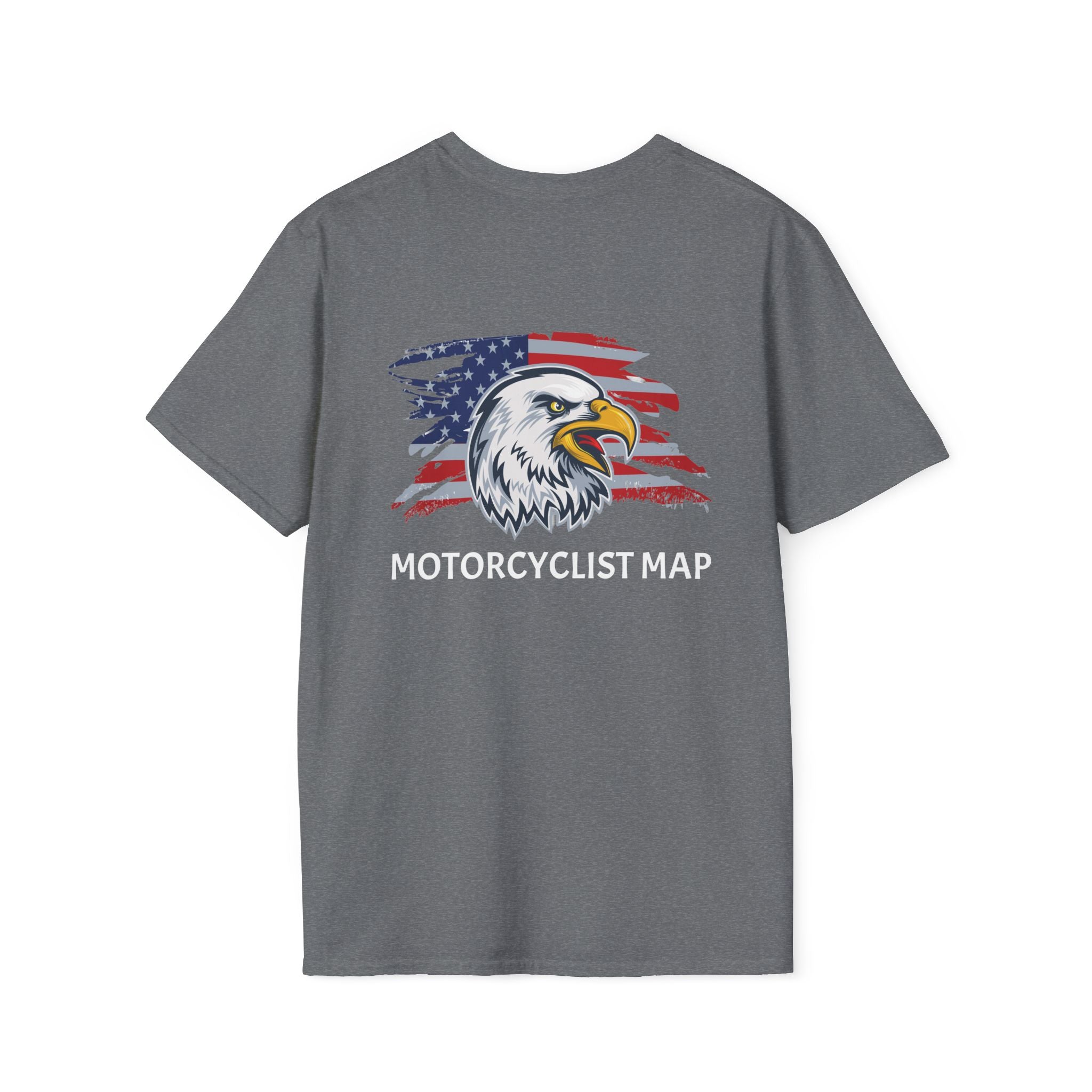 Motorcyclist Map - American Since 1776 Crew Neck TShirt (2-sided print)