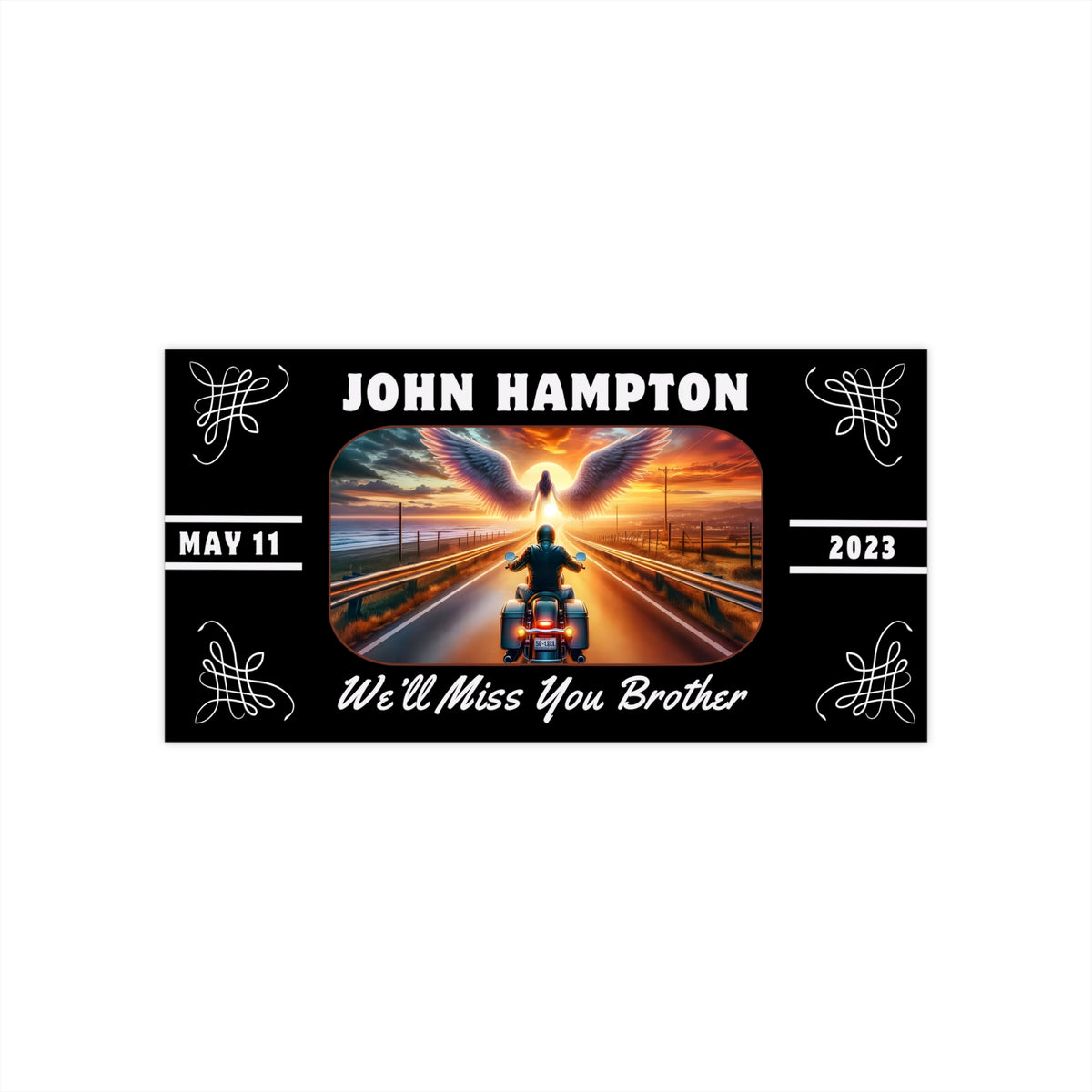 Angel Design Biker Memorial Bumper Sticker