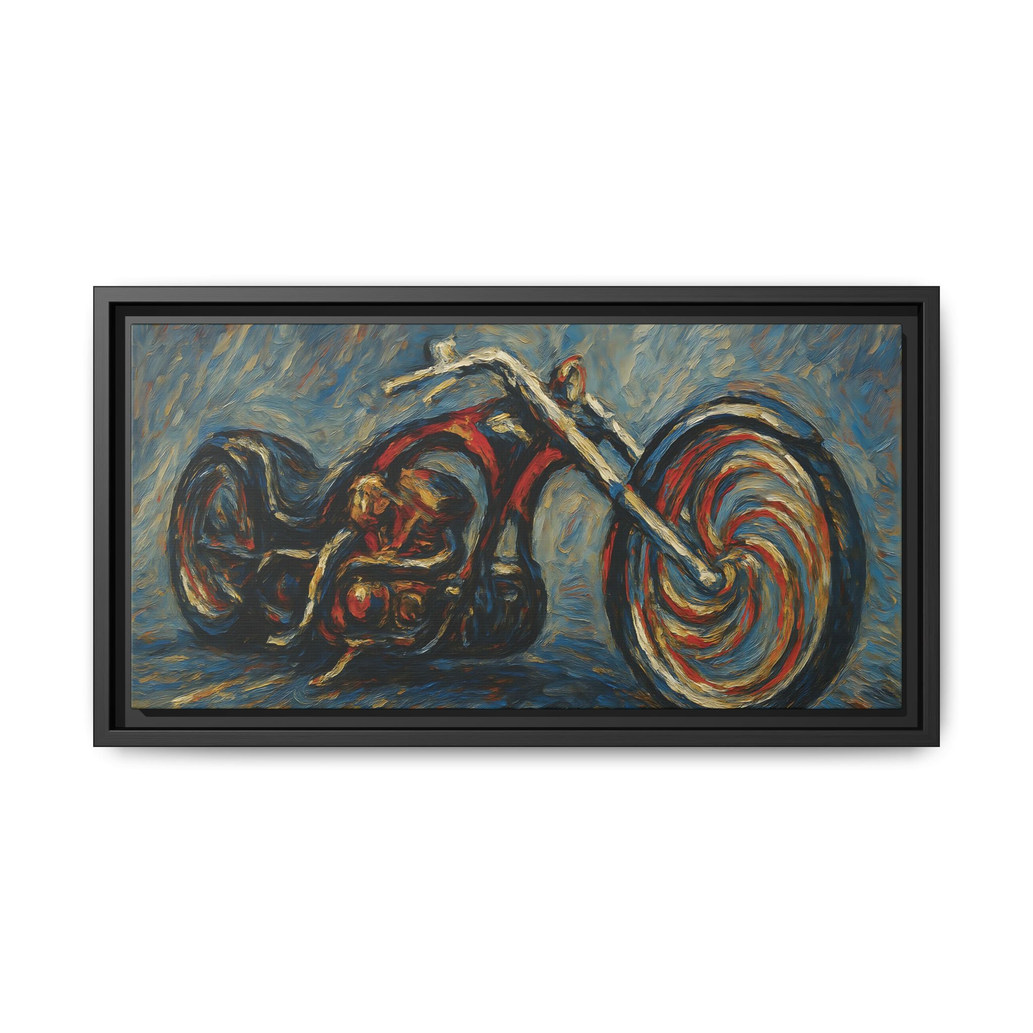 Chopper Motorcycle Framed Canvas Print
