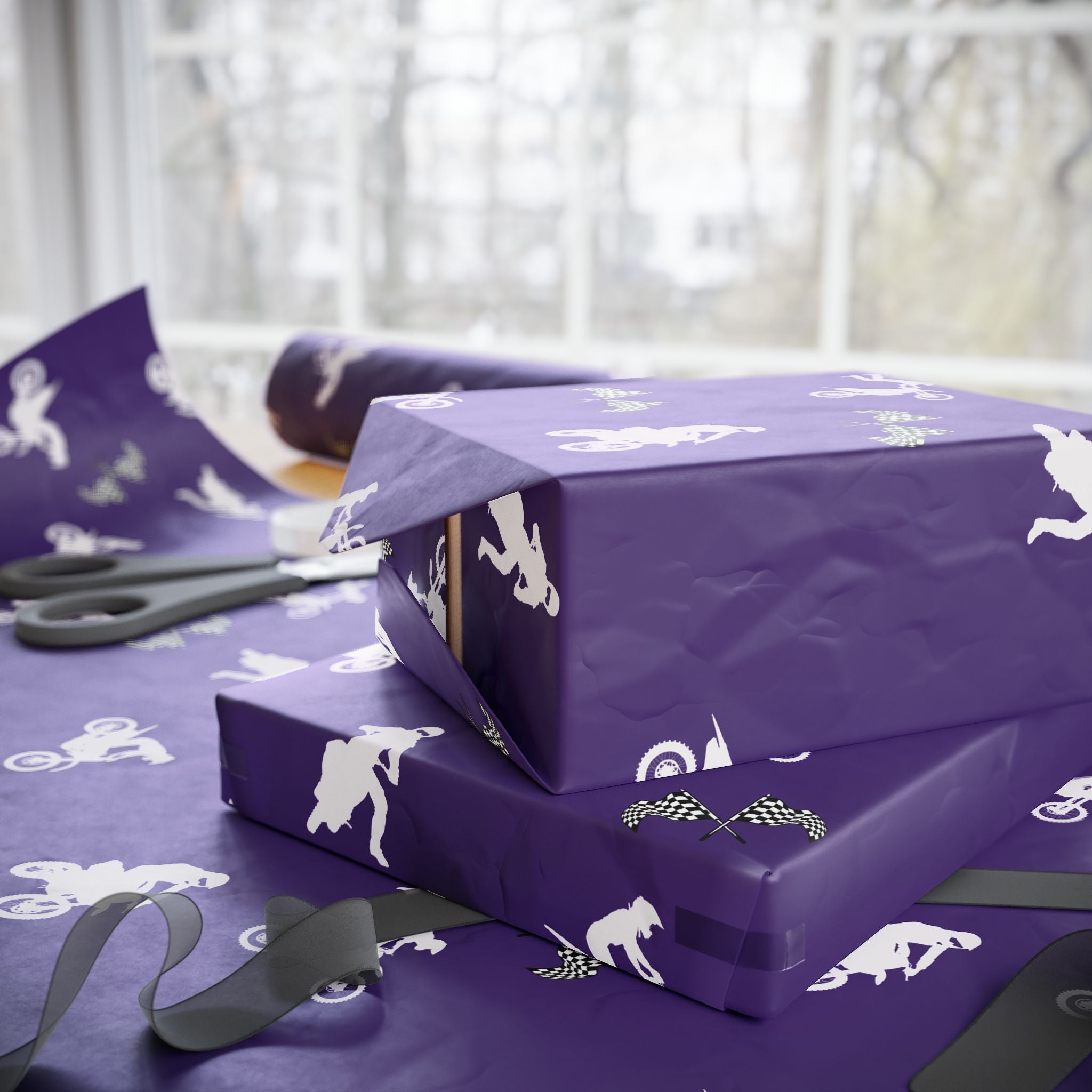 Purple Motocross Dirt Bike Gift Wrap
