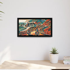 Motorcycle Pacific Coast Highway Abstract Framed Canvas Art