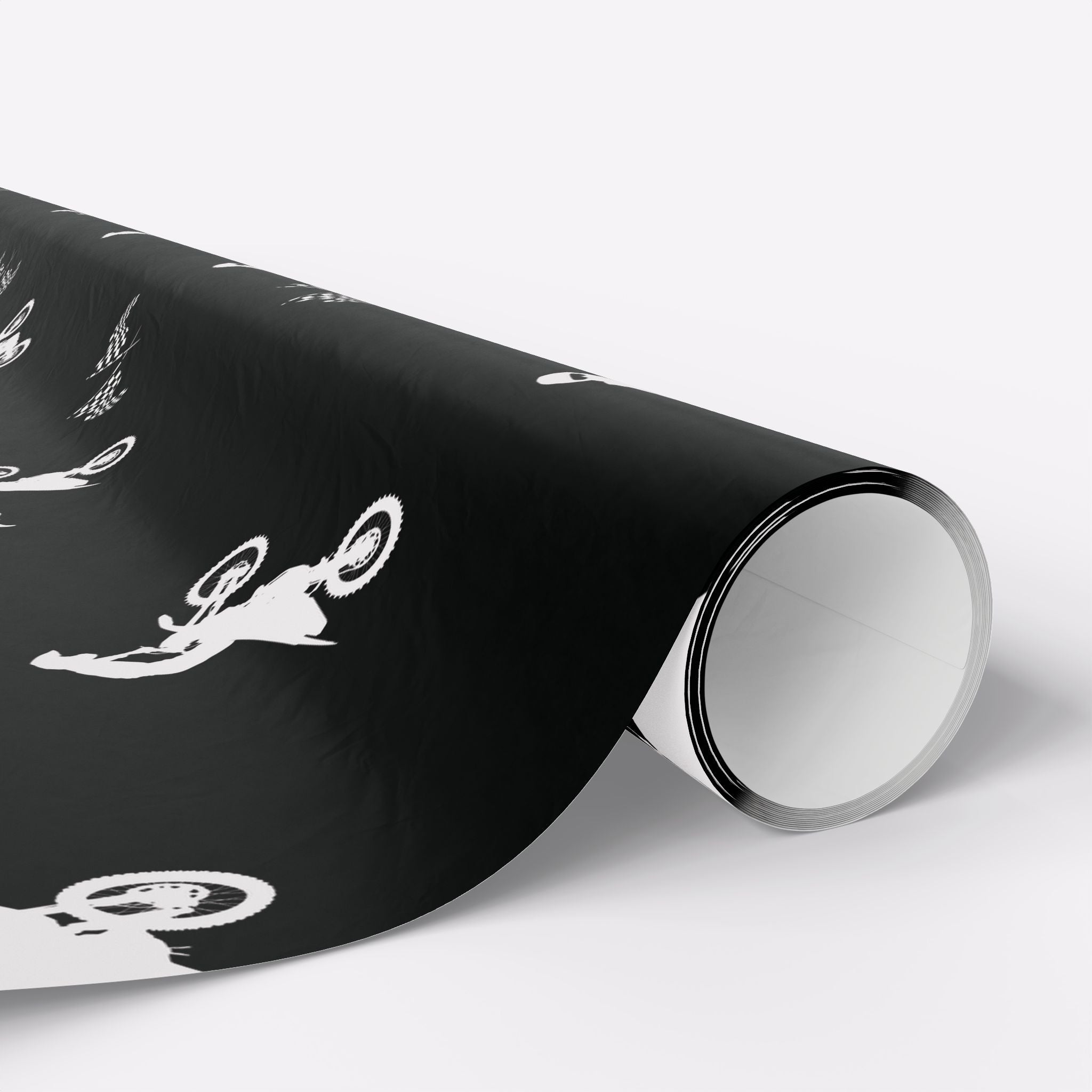 Motocross Dirt Bike Gift Wrap - Black Action Design