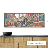 European City Motorcycle Abtract Canvas Print - Gallery Wrapped