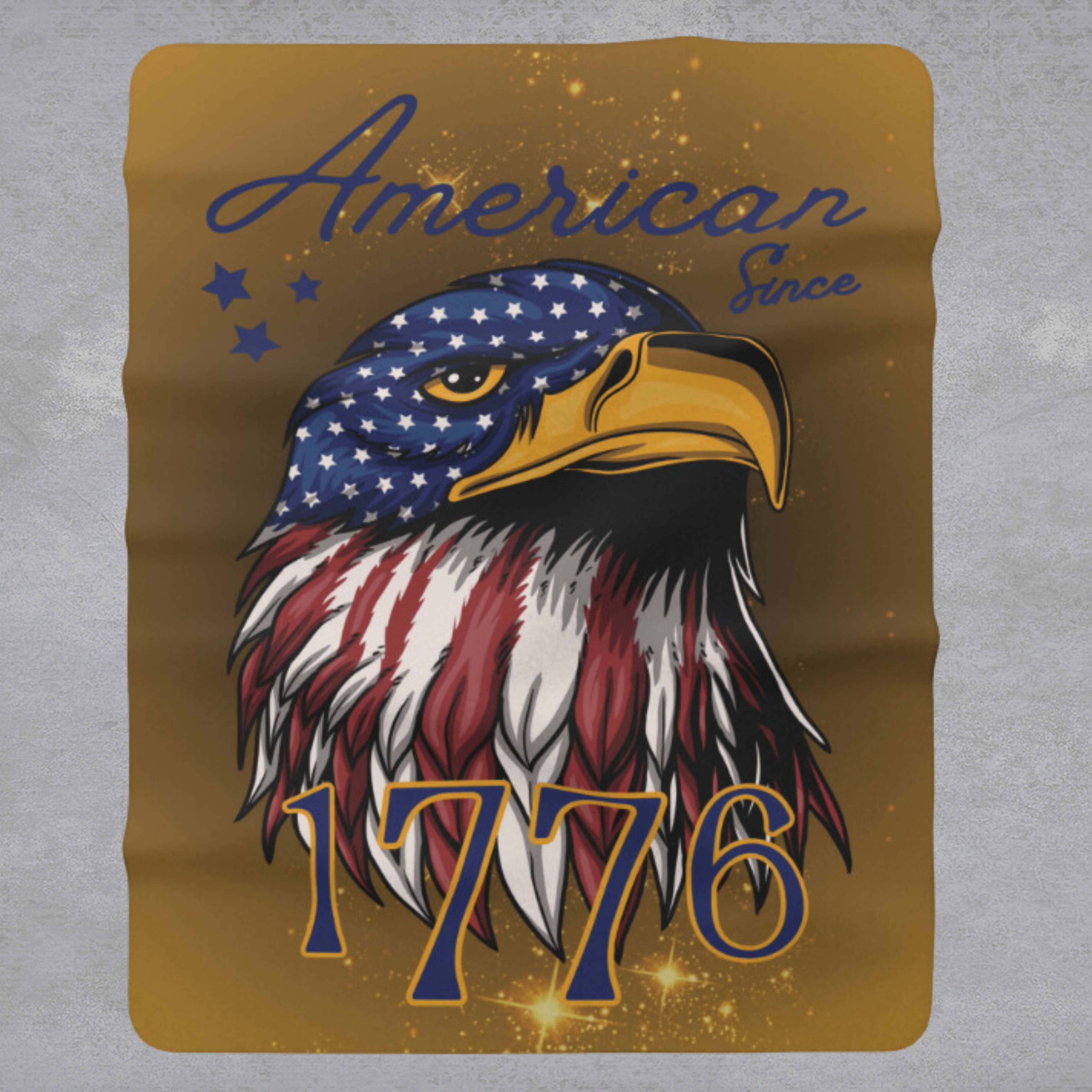 American Since 1776 Sherpa Eagle Flag Blanket (gold)