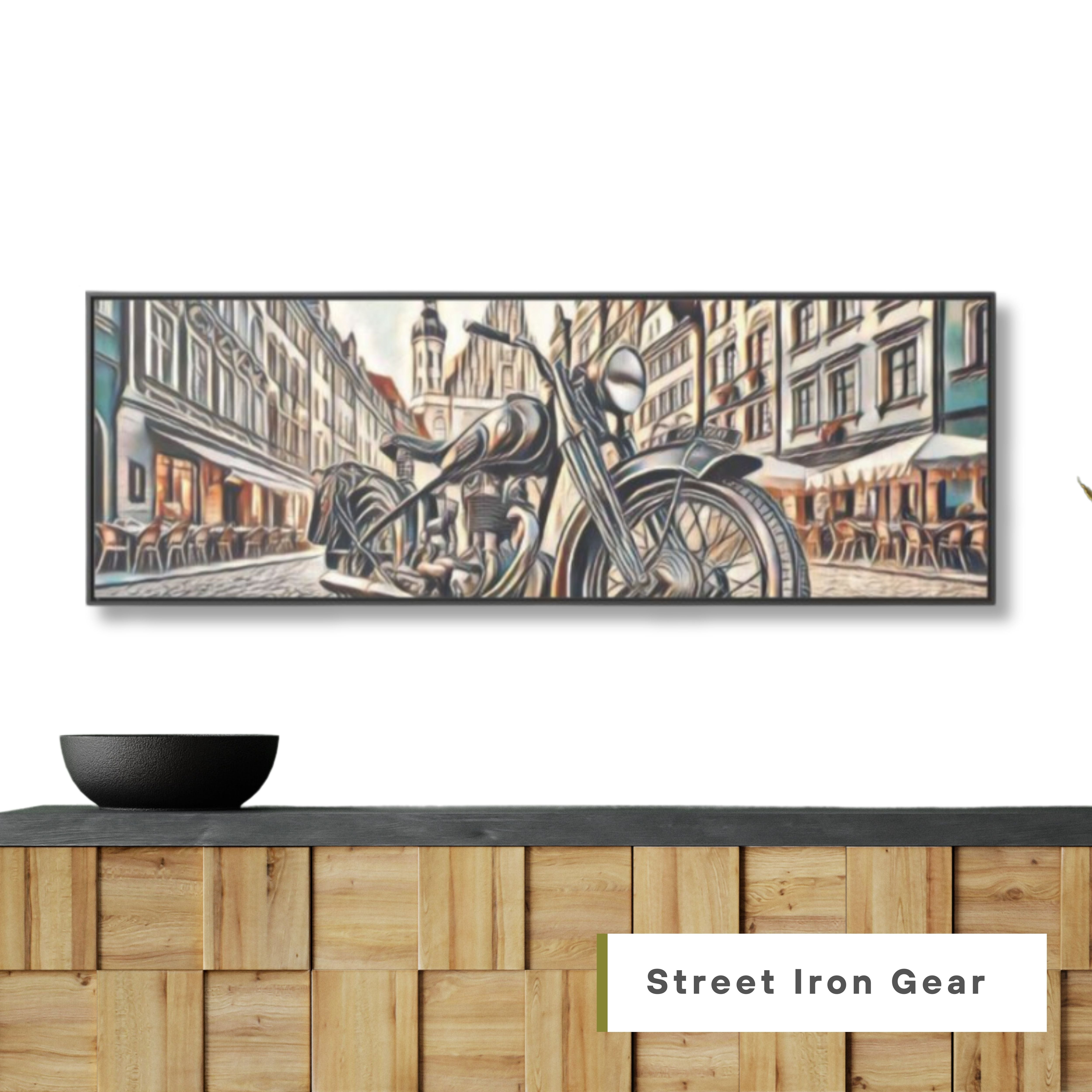 European City Motorcycle Abtract Sketch Canvas Print - Gallery Wrapped